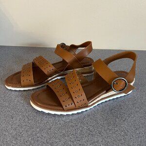 NWOT Caslon | Cameron Leather Platform Wedge Espadrilles | Brown | Size 7.5